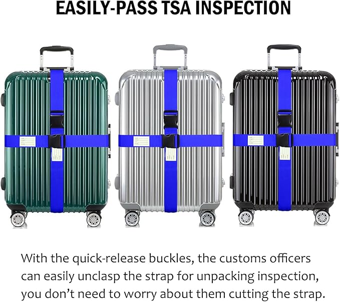 Ultra Long Heavy Duty Luggage Straps for Suitcases/Uprights/Duffels/Bags, 79" Adjustable Travel Packing Belts for Cargo Safety, Sturdy Baggage Strap Belts Multi-Pack
