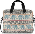Boho Laptop Bag 15.6 inch, Large-Capacity Laptop Case with Strap, Bohemian Ethnic Elephant