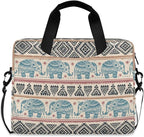 Boho Laptop Bag 15.6 inch, Large-Capacity Laptop Case with Strap, Bohemian Ethnic Elephant