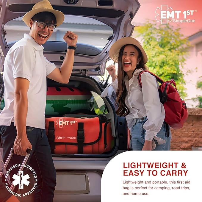 EMT 1st 362 Pcs Emergency Responder First Aid Kit with 40 Unique Items & First Aid Guide Book, Large First aid kit for car, Travel & Home - Emergency Bag for Hiking, Camping, Backpacking and Outdoor