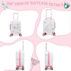 Kids Luggage Sets 2 Piece Pink Rolling Suitcases for Girls with Wheel Shardshell 16" Travel Suitcase with 10 Sheets Gem Stickers