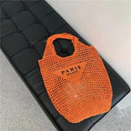 POOOPSSD New Woven Bag, Straw Mesh Tote Bag, Beach, Shoulder Bag, Hobo Women, Foldable Large Capacity, for Holiday.