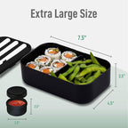 KARRICO Double Premium Bento Box Adult, 67 fl oz BPA-Free - Black Stackable Lunch Box with Leak-Proof Lids & Dividers, Perfect for Meal Prep, Lunches & Portion Control