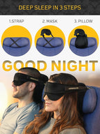 Sleeper Hold Travel Pillow - Real Sleeping Experience on Long Flights - Head Strap with Eye Mask - Super-Soft, Lightweight, Easy-to-Carry, and Machine-Washable Airplane Pillow