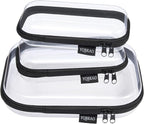 YQBRAO 3-Pack Clear Hard Shell Zipper Case Black, 1.2mm Heavy-Duty Crush-Proof Travel Makeup Bag, TSA Approved Clear Zipper Pouches, Rigid Toiletry & Diaper Bag Organizer for Tech, Toys & Art Supplies