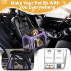 Soft-Sided Cat/Dog/Pet Carrier, Collapsible Pets Travel Carriers for Big Cats/Small Dogs with Shoulder Strap & Removable Mat, Mesh Puppy Carry Bag, Up to 25 Lbs(Purple)