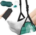 Yerliker Airplane Foot Hammock(Memory Foam) with Earplugs and Eye Mask Travel Necessities Adjustable Airplane Desk Foot Rest for Long Trip Pain and Swelling Relief(Green)