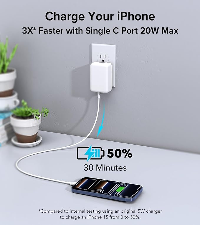 2Pack Flat USB C Wall Charger,40W 4Ports Foldable & Slim Fast Charging Block,Type C Cube Box Multiport Power Adapter Plug Brick Compatible with iPhone 17/16/15/14,Samsung,Pixel, AirPods4,Watch10