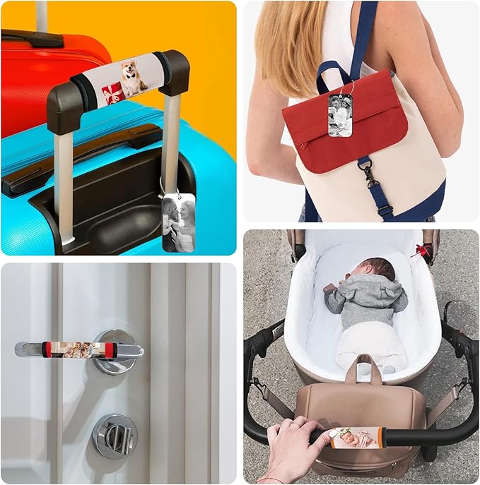 HJX Personalized Luggage Handle Wrap for Suitcase Custom Photo Handle Cover for Luggage Bag with Luggage Tag Travel Accessories (01-Photo)