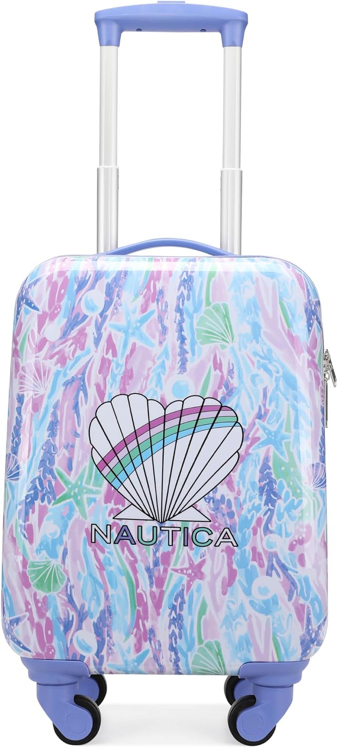 Nautica Kids 18" Hardside Carry-on Suitcase with Spinner Wheels, Pastel Shell
