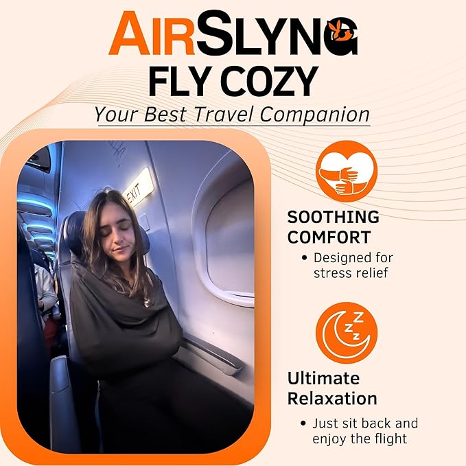 The Slyng-Premium Travel Blanket System – Airplane Sleep Support, Blanket Body Sling for Deep Sleep | Ultra-Soft, Breathable, Compact Carry-On Travel Essential for Long Flights and Car Road Trips