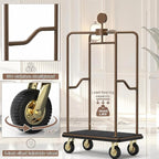 Hotel Luggage Cart, 1600 lbs Capacity Commercial Bellman's Cart with 8" Silent Wheels, Brushed Stainless Steel Frame and Nylon Carpet Deck for Hotels, Condos, Resorts