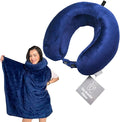Travel Pillow with Built-In Blanket Memory Foam Neck Pillow for Airplane Travel, Flight Pillow with Blanket Portable Airplane Pillow for Adults Compact Travel Neck-Pillow for Plane, Car & Long Flights