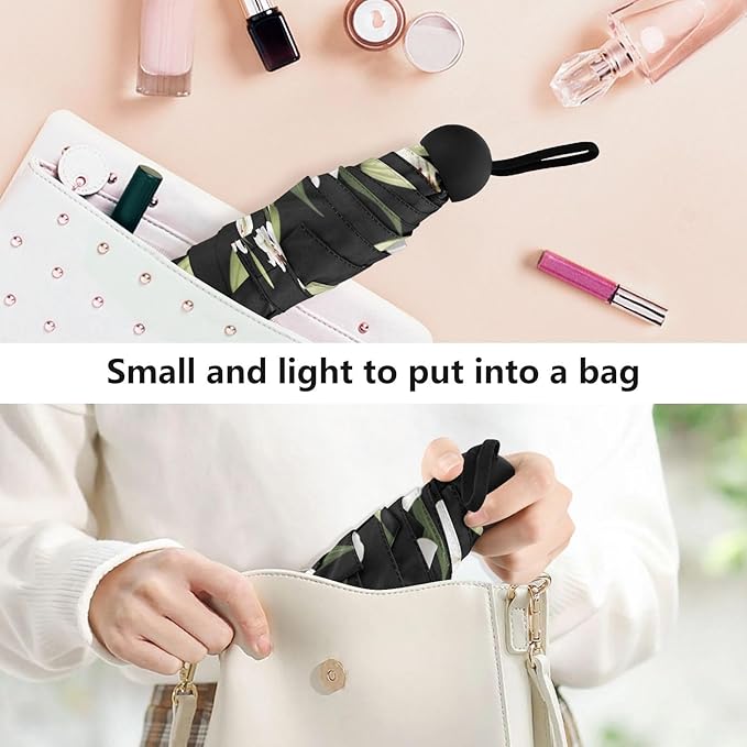 Cowboy Boots Pattern Umbrellas for Rain Windproof Small Folding Compact Mini Travel Umbrella for Purse Lightweight Portable Pocket for Women
