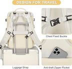 Beige Large Travel Backpack For Women Men Airline Approved Personal Item Backpack For Airlines Carry On Backpack Flight Approved Waterproof Backpack For Traveling On Airplane Weekender Travel Bag