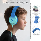 Candy Bila Kids Headphones, Wired Headphones for Kids with Microphone, 85/94dB Volume Limiter Headphone for Girls Boys, Foldable Headphone for Online Study, Gradient Blue