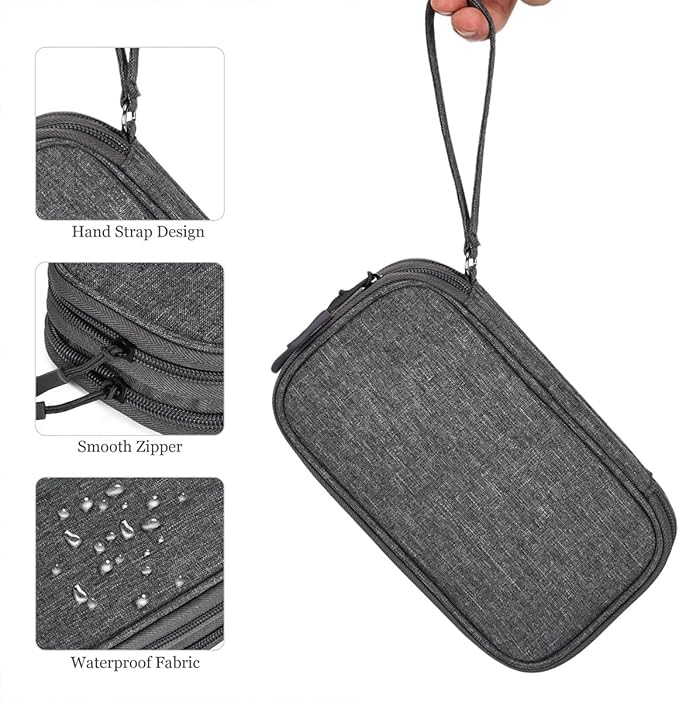 CAAORDKSO Cord Organizer Travel, Electronic Organizer Travel Case, Cable Organizer Bag Tech Pouch Accessories Case, Travel Essentials for Cable, Charger, Phone, Power Bank, Earphone (Dark Gray, Large)