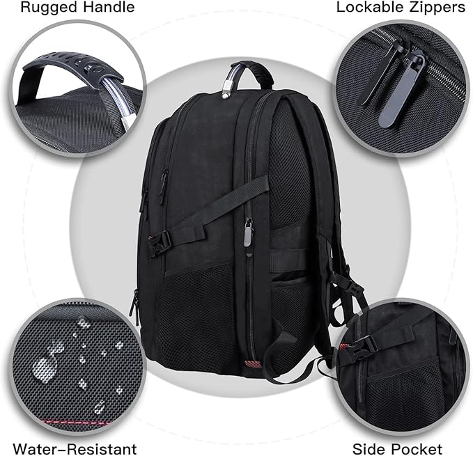 ANTERK Extra Large Backpack, 18.4 Inch Travel Laptop Backpacks for Men Women, 55L Anti Theft Water Resistant College Bussiness TSA Airline Approved Work Computer Backpack, Black