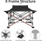 Fragess Portable Camping Cot, Sleeping Cots for Adults, 28" Extra Wide Folding Cot Max Load 600LBS with Thick Mattress, Portable Camping Bed for Outdoor Camp/Office, Home Nap (Black+Grey)