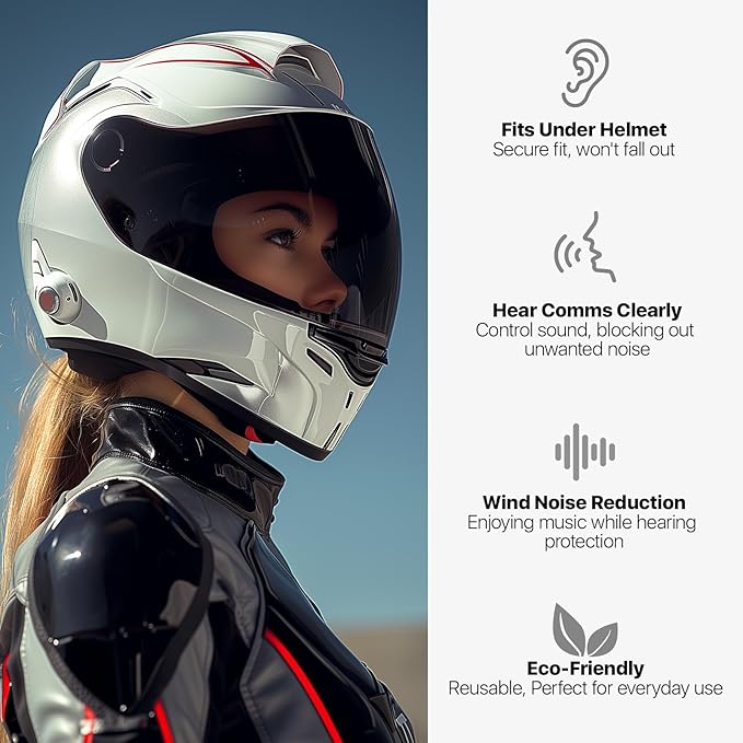 Motorcycle Ear Plugs for Wind Noise Reduction, 2 Pairs Reusable Motorcycle Accessories - Moto Earplugs, Soft Comfortable Hearing Protection for Motorbike, Touring, Racing, Riding - 25dB, Biker Gifts