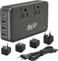 Key Power 220V to 110V Voltage Converter, 230W Step Down International Power Converter Adapter Combo with UK/AU/US/EU Travel Adapter.