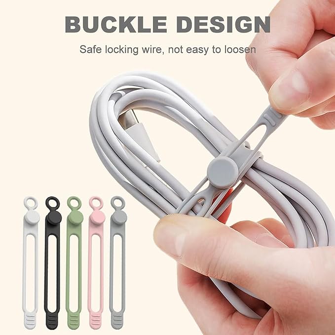 Data Cable Organizer, 2026 Upgrade Silicone Headphone Organizer, Silicone Cable Ties Reusable Cable Management Organizer Multipurpose Elastic Cord Organizer for Bundling and Fastening Cable (30Pcs)