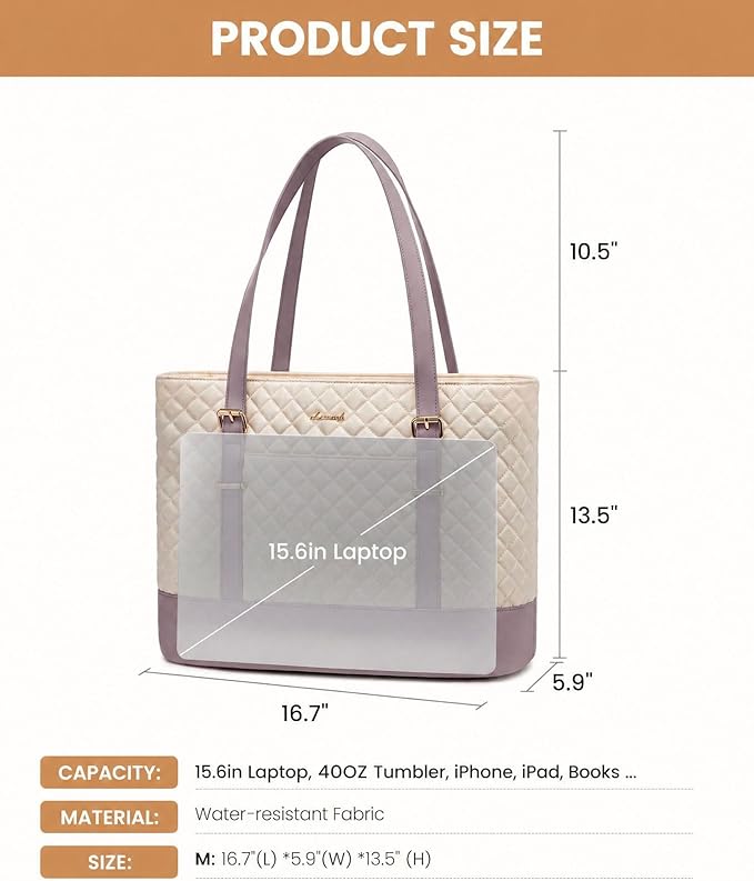 LOVEVOOK Laptop Bag for Women, 15.6 Inch Work Tote Computer Bag With Large Cup Holder, Lightweight Large Laptop Briefcase for Travel, Bussiness, Teacher