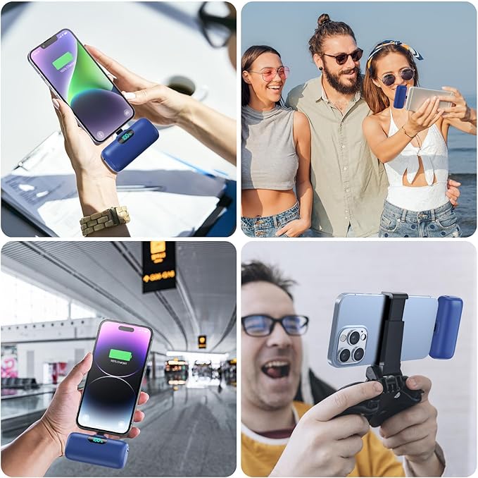Feob Small Portable Charger for iPhone,Upgraded 5000mAh PD Fast Charging Power Bank,Mini Plug-in Battery Pack Backup foriPhone 14/14 Pro Max/13/13 Pro/12 Pro/11/XS/XR/X/8/7/6 etc-Blue(HX45X2)
