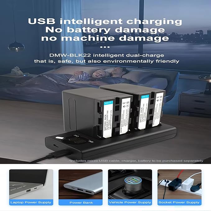 Dual Battery Charger for NP-F970 A7 IV A7S III FX3,Fast Simultaneous Charging with LED Indicators,Overload Temperature Protection,Compatible with NP-FZ100 NP-F970 NP-F950 NP-F960 NP-F550