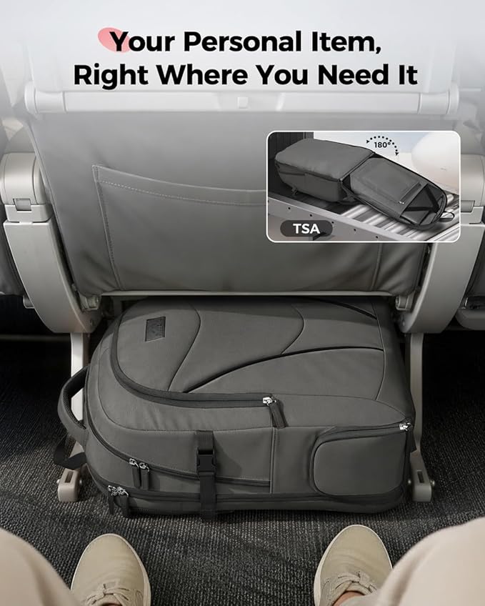 MATEIN HER Computer Backpack for Women Men with Lunch Compartment, Water Resistant Work Laptop Backpack with Water Bottle Holder & RFID Pocket, Underseat Travel Bag Fits 17.3'' Notebook, Gray