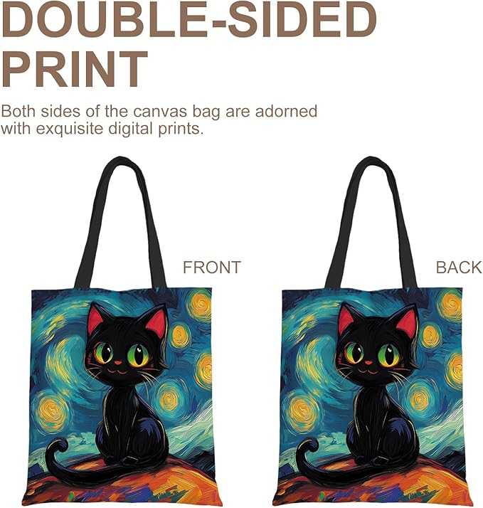 ANNA QUEEN Cat Tote Bag Shoulder Bag Handle Bag for Gym Yoga Picnic Beach Kitchen Reusable