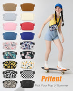 Pritent Fanny Packs for Women Cross Body Bag Waterproof Belt Bag with Adjustable Strap and Zipper Back Pocket Small Crossbody Bags Fashion Waist Packs for Workout Travelling(Watercolor Print)