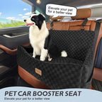 JOEJOY Dog Car Seat for Medium/Large Dogs - Reversible Dual-Sided Travel Dog Car Bed with Memory Foam, Washable Pet Booster Seat for Do gs up to 55 lbs or 2 Small Dogs, 2 Safety Leashes, Black