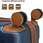 6 Piece Luggage Sets with Bags, Lightweight Expandable Checked Luggage Sets, Hardshell ABS Spinner Wheels Carry on Suitcase with TSA Lock, for Travel, Women Men (Navy Blue, 18/20/24/28inch+2bags)