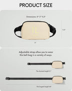 ODODOS Unisex Mini Belt Bag with Adjustable Strap Small Fanny Pack for Workout Running Traveling Hiking, Ivory Black