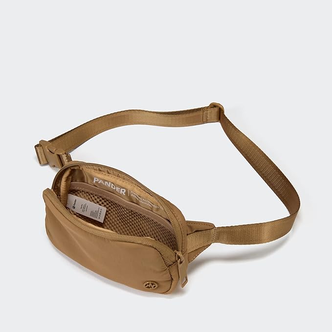 Pander Mini Belt Bag – Ultra Compact, Fits 6.7” Phone, Lipstick, Earbuds, Essentials, Small Crossbody Waist Purse, Brown Allspice