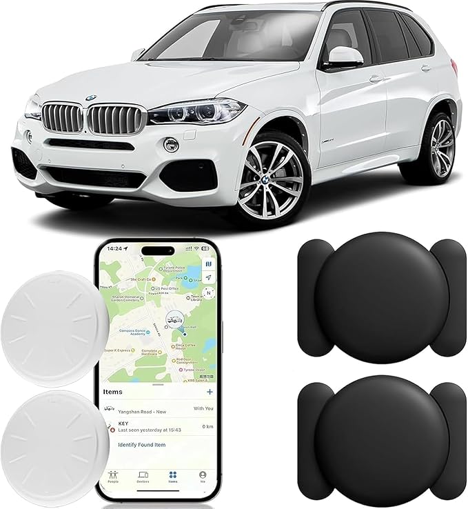 Mini GPS Tracker for Vehicles No Monthly Fee Magnetic GPS Tracker Full USA Coverage Hidden Car Locator Works with Apple Find My(iOS Only) with Magnetic Waterproof Case.