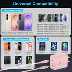 iPhone 17 16 15 Charger Fast Charging, 45W Dual USB C Android Phone Charger Block with 10FT Long Type C Cable Cord for Apple iPhone 17/Pro/Pro Max/Air/16/15 Plus/iPad/S26 Ultra/S25/S24/S23/S22(Pink)