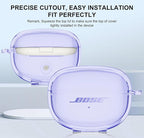 Aircawin for Bose Ultra Open Earbuds Case Clear 2024,Full Protective Shockproof Soft Transparent TPU Cover for Bose Open Ear Wireless Earbud Headphone Accessories with Carabiner& Cleaning Pen-Purple