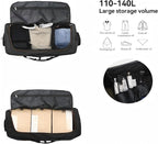 Rolling Duffle Bag with Wheels,110L/140L Expandable Soft-Sided Foldable Duffle Bag with 2 Rubber Wheels,Packable 32” Rolling Carry-On with Multi-Pockets & Compartments (Black orange)