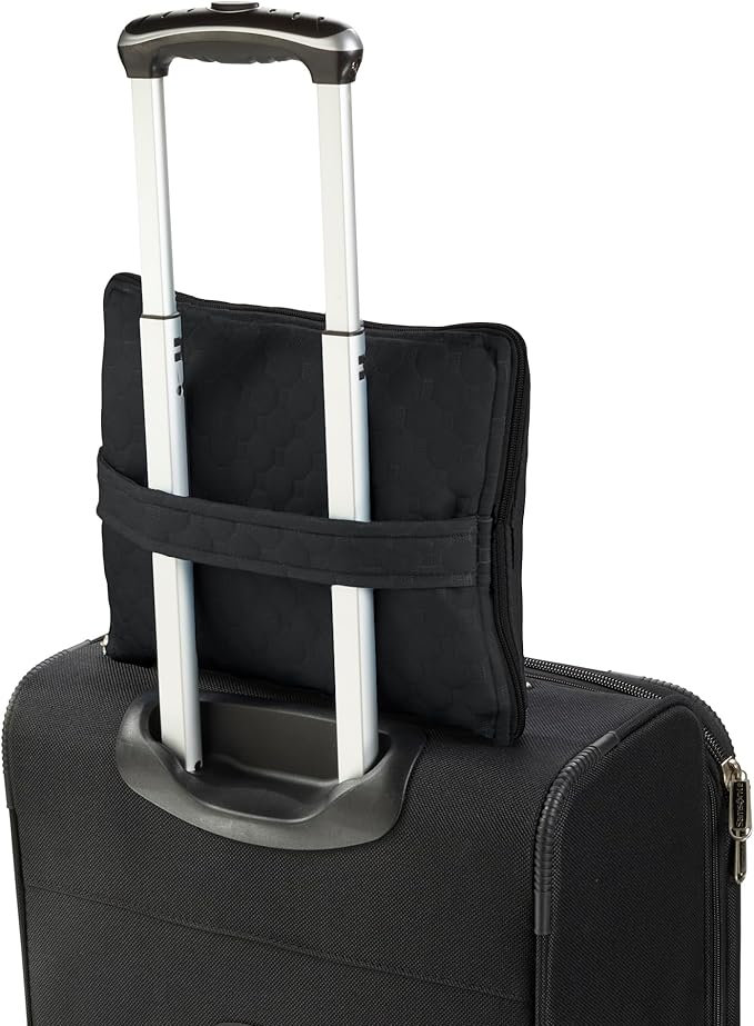 Lewis N. Clark Ultimate Comfort Set + Portable Travel Kit for Airplane, Includes Inflatable Pillow + Zippered Carrying Case, Cozy Fleece Blanket, Eye Mask for Sleeping & Foam Ear Plugs, Black