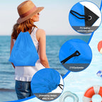 PLULON 2Pcs Drawstring Bags Bulk Blue Drawstring Backpack String Backpack Cinch Sack Sport Gym Backpack Bags for Yoga Traveling Outdoor Sports