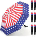 6 Pcs Patriotic American Umbrellas Red White Blue 4th of July Umbrellas with 8-Rib and Black Coating, Windproof