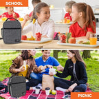 opux Premium Insulated Lunch Box, Soft School Lunch Bag for Kids Boys Girls, Leakproof Small Lunch Pail Men Women Work, Reusable Compact Cooler Tote Lunchbox for Office Adult, Charcoal