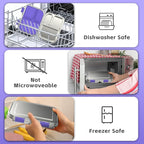 BOSEDSANG Stainless Steel Kids Leak-Resistant Bento Lunch Box, 3-Compartments with Silicone Container, Dishwasher-Safe, Child-Friendly Design for School, Picnics & Travel,BPA-Free(Purple)