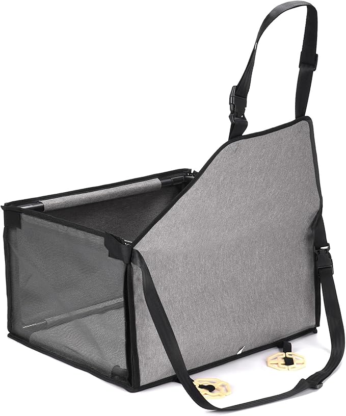 GENORTH Small Dog Car Seat - Portable Puppy/Pet Booster Seat with Clip-On Leash and Mesh Window for Small Pets Up to 11 lbs