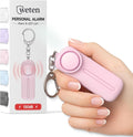 Weten Personal Safety Alarm Keychain - 130dB Siren, LED Light, Panic Pin – Compact Self-Defense Device and Emergency Whistle Alternative for Women, College, Travel, and Night Walk Protection (Pink)