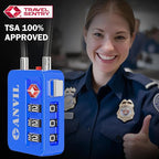 ANVIL TSA Locks for Luggage with Search Alert: Durable Cable Combination Locks, TSA Approved - Secure Travel Locks for Suitcases, Backpacks & Gun Cases (2, Blue)
