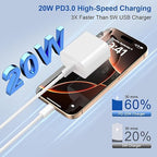 iPhone 17 16 15 Charger Fast Charging,3-Pack 20W Apple USB C Charger Block with 60W Type C to USB C Cable Cord 6FT for iPhone 17 Pro Max/17 Air/16 Pro Max/Air/iPad/Galaxy/Pixel/Travel & Home Use