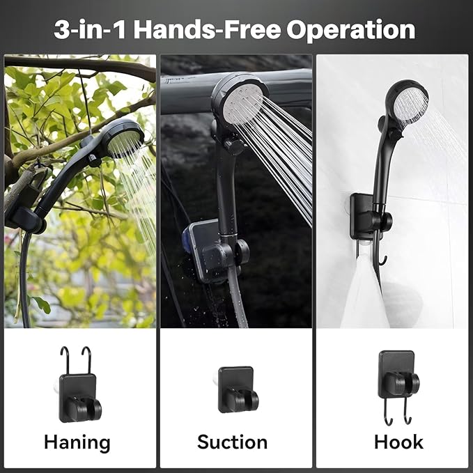 Portable Camping Shower with Heater, 6000mAh Rechargeable Portable Shower with 2000W Immersion Heater, LED Display, Heated Camping Shower for Travel, Hiking, Car, Pet